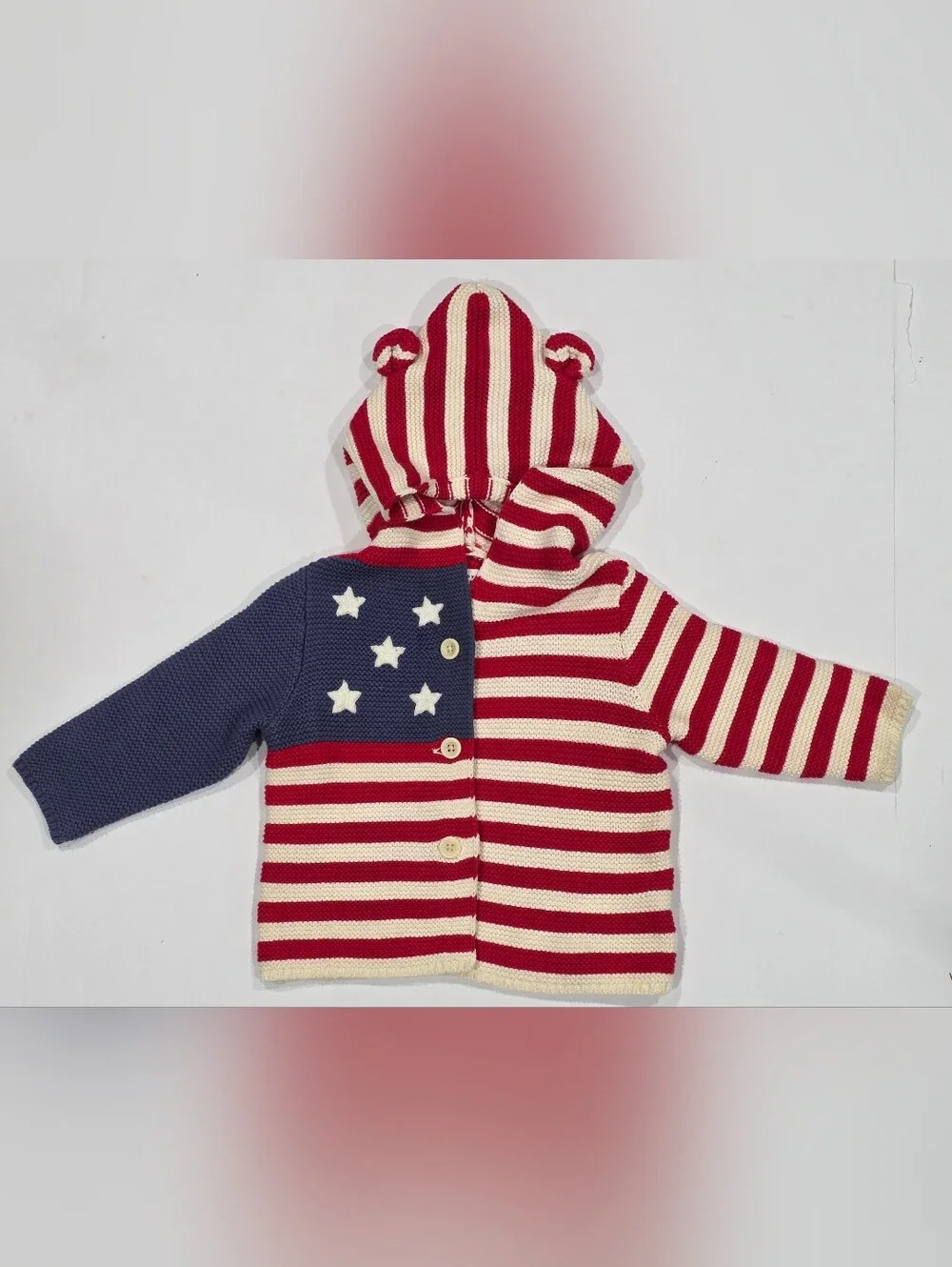 GAP Red White and Blue Striped American Flag Knit Hoodie